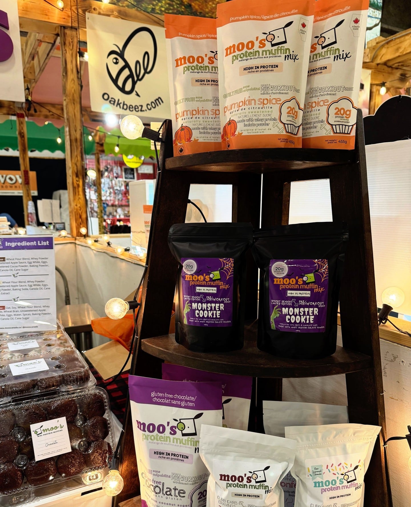 It’s spooky season at @mooscanada! 👻🧁⁠
Try their limited-edition MONSTER COOKIE Protein Muffin Mix — packed with M&M’s and chocolate chips in a vanilla base 🍪💪⁠
And don’t miss their fall favourite: Pumpkin Spice Protein Mix 🎃⁠
Find them at Booth H13 inside Bountiful Farmers’ Market!⁠
⁠
📍Booth H13⁠
🕓 Fri 10–4 | Sat 9–4 | Sun 10–4⁠
⁠
#BountifulFarmersMarket #YEGLocal #ProteinMuffins #HalloweenTreats #SupportLocalYEG